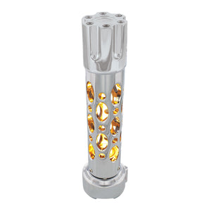 Austin Style Gun Cylinder Gearshift Knob With LED 9/10 Speed Adapter (Chrome) - Amber, Red, Blue or White