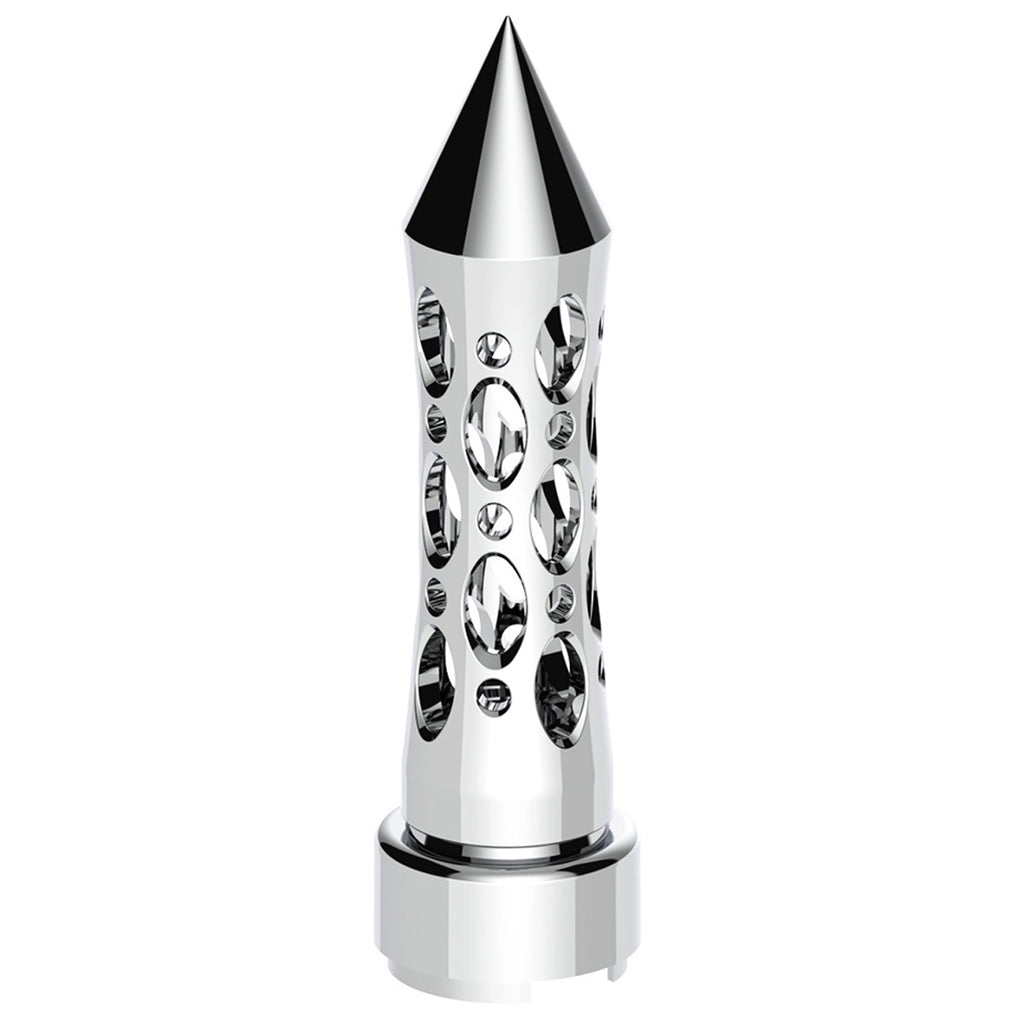 M30X3.5 Thread-On Daytona Style Spike Gearshift Knob With 9/10 Speed Adapter (Chrome) - Vertical