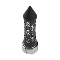 M30X3.5 Thread-On Daytona Style Spike Gearshift Knob With Chrome 9/10 Speed Adapter (Black/Vertical)