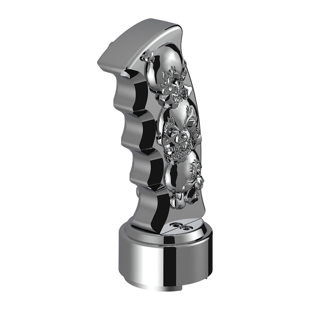 Thread-On Skulls Pistol Grip Gearshift Knob With Chrome 9/10 Speed Adapter (Chrome, Indigo Blue or Candy Red)
