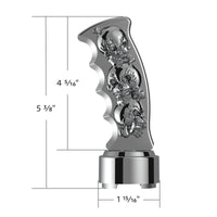 Thread-On Skulls Pistol Grip Gearshift Knob With Chrome 9/10 Speed Adapter (Chrome, Indigo Blue or Candy Red)