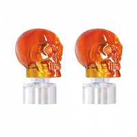 United Pacific - Stainless Bumper Guide Kit With Skull Top - Amber (Pair)
