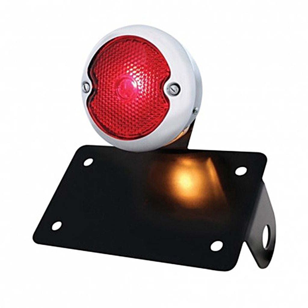 Stainless Steel 1933 Ford Style Tail Light Assembly With Horizontal Mounting Bracket For Motorcycle