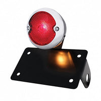 Stainless Steel & Black Housing 1933 Ford Style Tail Light Assembly With Horizontal Mounting Bracket For Motorcycle