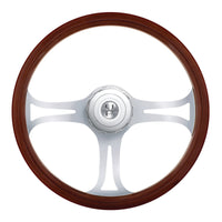 18" Chrome Blade Steering Wheel With Hub & Horn Button Kit For Peterbilt (1998-2005) & Kenworth (2001-2002)