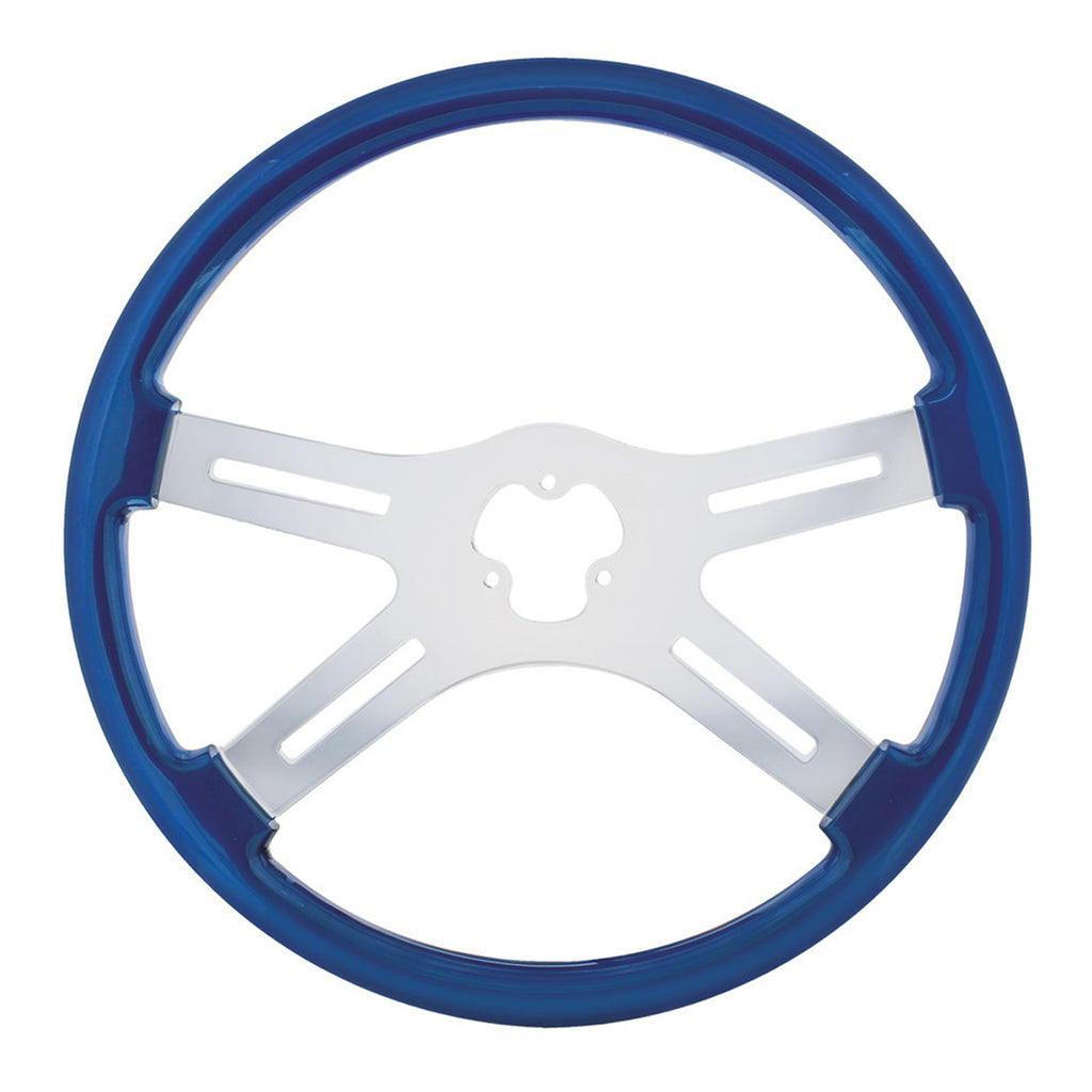 United Pacific - 18" Color 4 Spoke Steering Wheel (Electric Blue or Indigo Red)