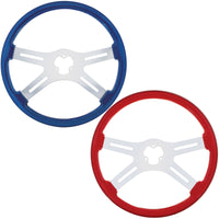 United Pacific - 18" Color 4 Spoke Steering Wheel (Electric Blue or Indigo Red)