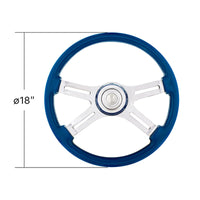 18" 4 Spoke Steering Wheel With Color Matching Horn Bezel (Electric Blue or Indigo Red)