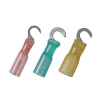 United Pacific - 22-18 AWG #10 Stud CS Heat Shrink Hook Terminal - Red (5-Pack)