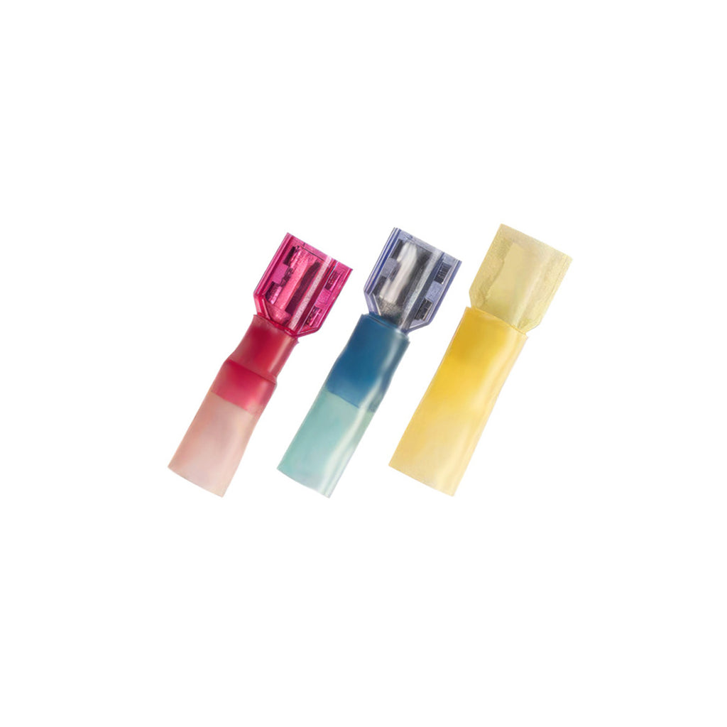 United Pacific - 16-14 AWG .250 Tab CS Fully Insulated Heat Shrink M Disconnect - Blue (10-Pack)