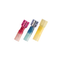 United Pacific - 16-14 AWG .250 Tab CS Fully Insulated Heat Shrink M Disconnect - Blue (10-Pack)
