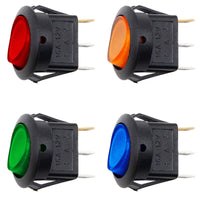 United Pacific - Illuminated Round Rocker 10 Amp 12V On/Off 1/2" Dia. 1 Pc. (Various Colors)