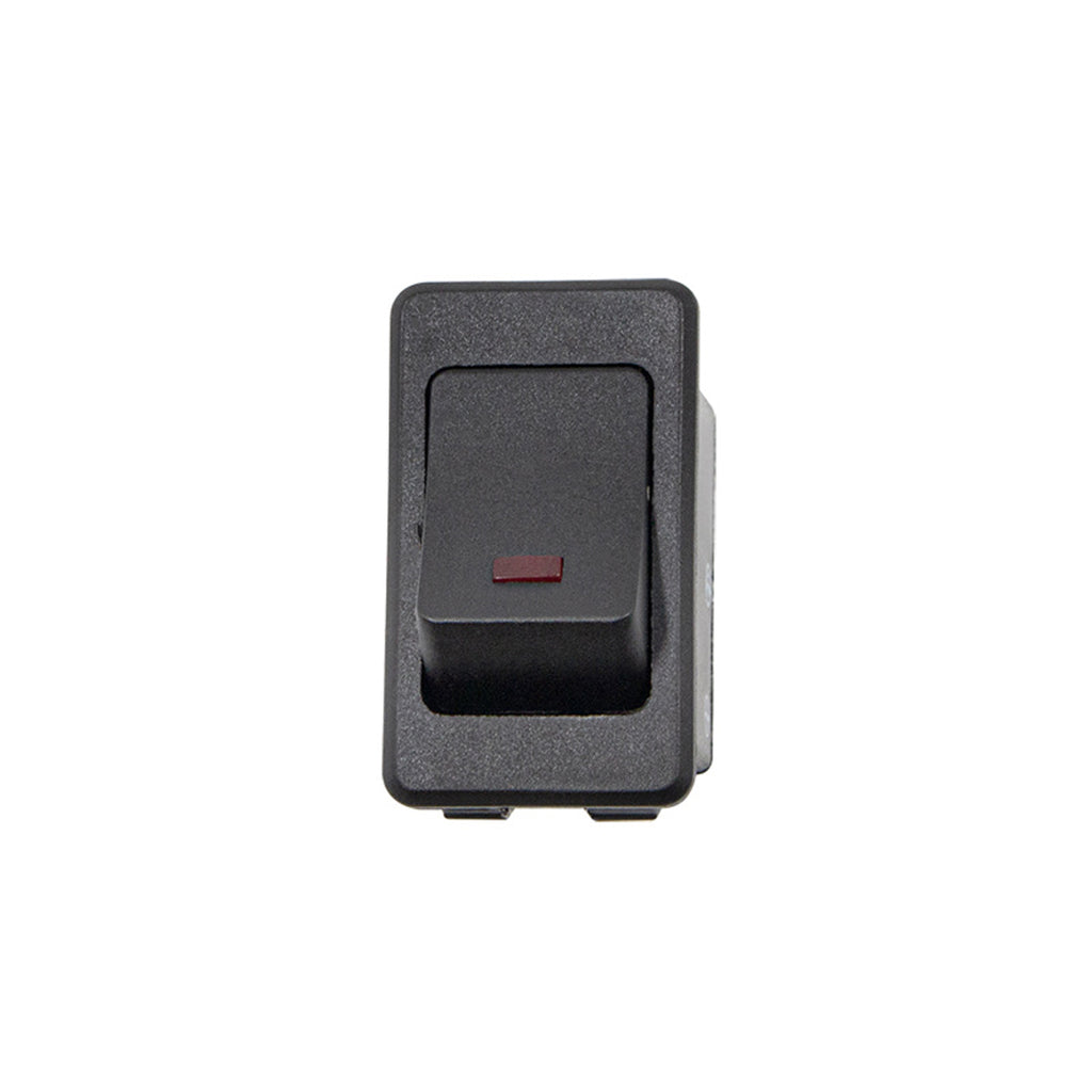 United Pacific - Black Rocker w/Red LED 16 Amp 12V S.P.S.T. On/Off 1 Pc.