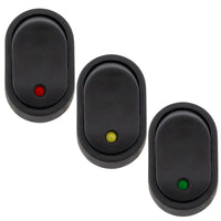 United Pacific - Red, Yellow or Green LED Oval Rocker 16 Amp 12V On/Off 1/2" Dia. 1 Pc.