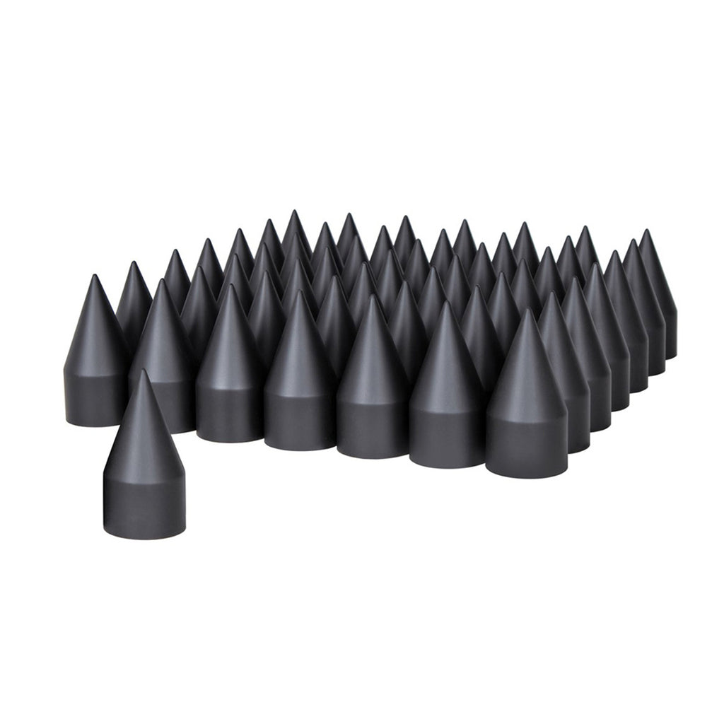 United Pacific - 33mm X 4-1/8" Matte Black Spike Nut Covers - Thread-On (60-Pack)