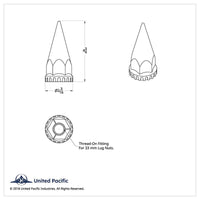 United Pacific - 33mm x 4-3/4" Chrome Super Spike Nut Cover (Thread-On)