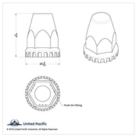United Pacific - 1-1/2" X 2-3/4" Chrome Plastic Original Nut Cover (Push-On)