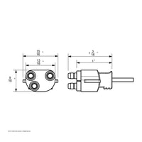United Pacific - 3 Wire Pigtail With 3 Prong Straight Plug - 12" Lead (Individual or 10 Pack)