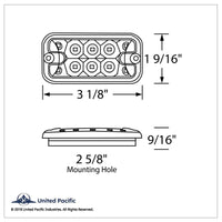 10 LED Dual Function Reflector Rectangular Light - Amber LED/Clear Lens