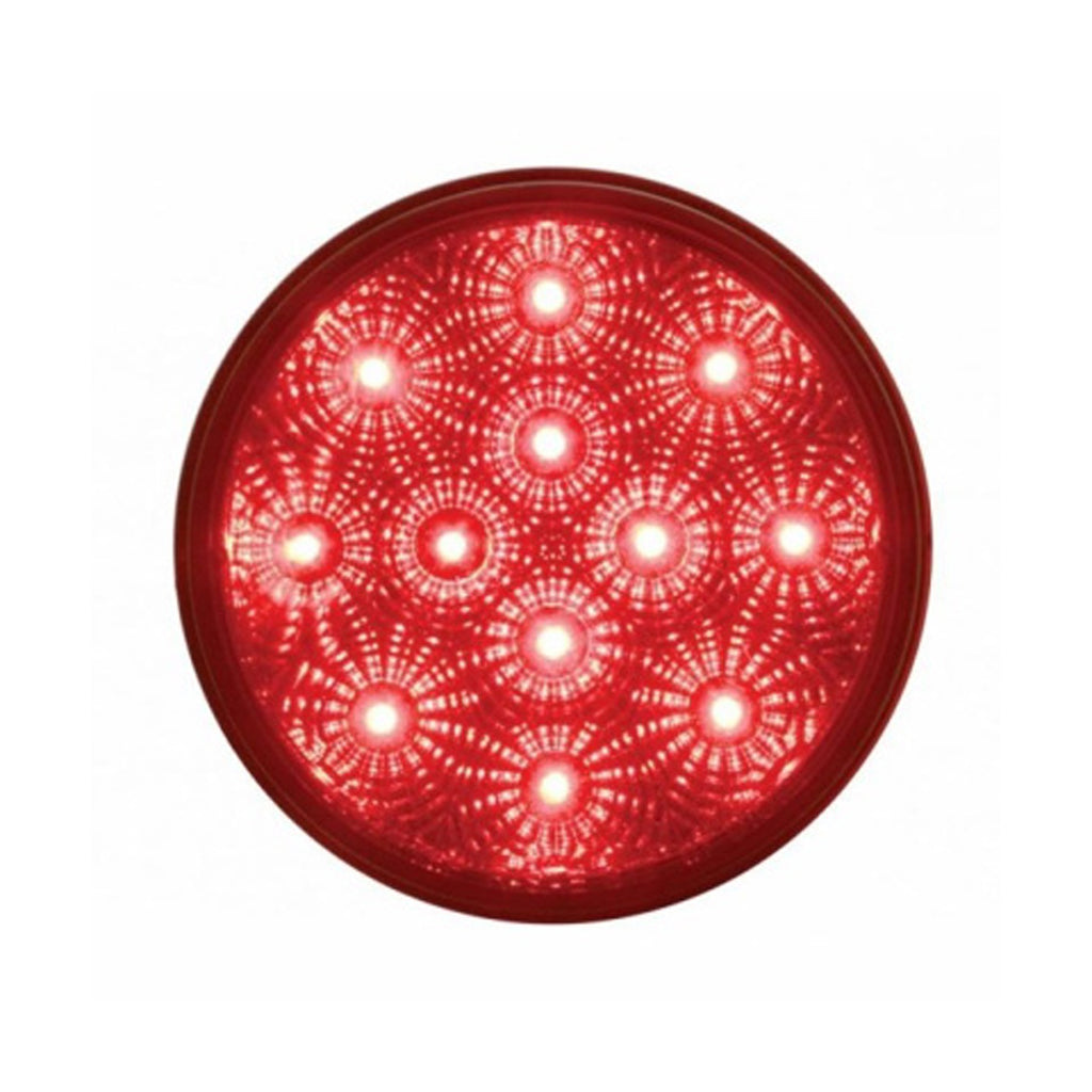 12 LED 4" Round Reflector Stop, Turn & Tail Light - Red LED (Red Lens) Light Only or Full Light Kit