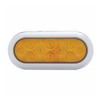 10 LED 6" Oval Flange Mount Stop, Turn & Tail Light With Bezel - Red or Amber LEDs (Red or Amber Lens)