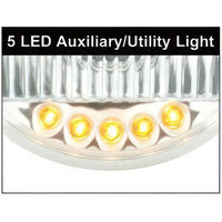 United Pacific - 5-3/4" Crystal Halogen Headlight With 5 LED Position Lights