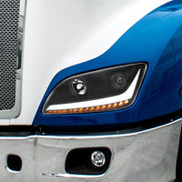 Chrome or Black Projection Headlight With LED Position Light & Sequential Signal For 2012-2021 Peterbilt 579 (Driver or Passenger Side)