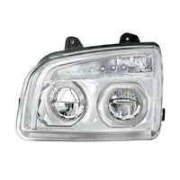 High Power LED Headlight W Turn Signal & Light Bar For 2015-2025 Kenworth T880 - Chrome or Black Housing (Driver or Passenger)