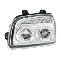 High Power LED Headlight W Turn Signal & Light Bar For 2015-2025 Kenworth T880 - Chrome or Black Housing (Driver or Passenger)