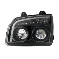 High Power LED Headlight W Turn Signal & Light Bar For 2015-2025 Kenworth T880 - Chrome or Black Housing (Driver or Passenger)