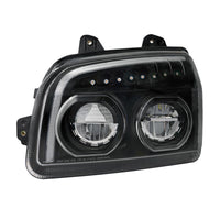 High Power LED Headlight W Turn Signal & Light Bar For 2015-2025 Kenworth T880 - Chrome or Black Housing (Driver or Passenger)