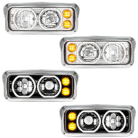 High Power Heated 10 LED Headlight w LED Turn & DRL - Chrome or Black Housing (Driver or Passenger Side)