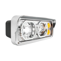 High Power Heated 10 LED Headlight w LED Turn & DRL - Chrome or Black Housing (Driver or Passenger Side)