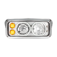 High Power Heated 10 LED Headlight w LED Turn & DRL - Chrome or Black Housing (Driver or Passenger Side)