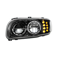High Power LED Chrome or Black Headlight w 8 LED Turn & 4 LED Position Light For 2008-2024 Peterbilt 389 (Driver or Passenger Side)