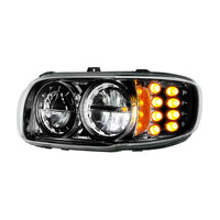 High Power LED Chrome or Black Headlight w 8 LED Turn & 4 LED Position Light For 2008-2024 Peterbilt 389 (Driver or Passenger Side)