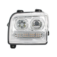 High Power 10 LED Chrome or Black Headlight w 24 LED Turn & 100 LED Halo For 2019-2024 Kenworth W990 (Driver or Passenger Side)