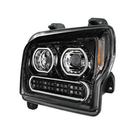 High Power 10 LED Chrome or Black Headlight w 24 LED Turn & 100 LED Halo For 2019-2024 Kenworth W990 (Driver or Passenger Side)