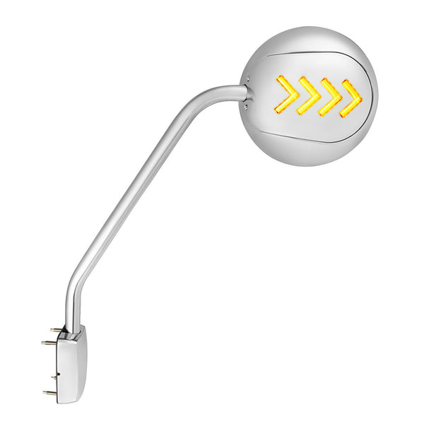 Chrome Hood Mirror Assembly With Sequential LED Turn Signal For