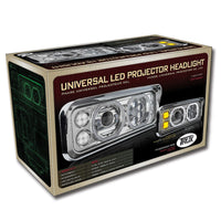 Trux Chrome Universal LED Projector Headlight Assembly w Aux. Halo Rings (Passenger Side)