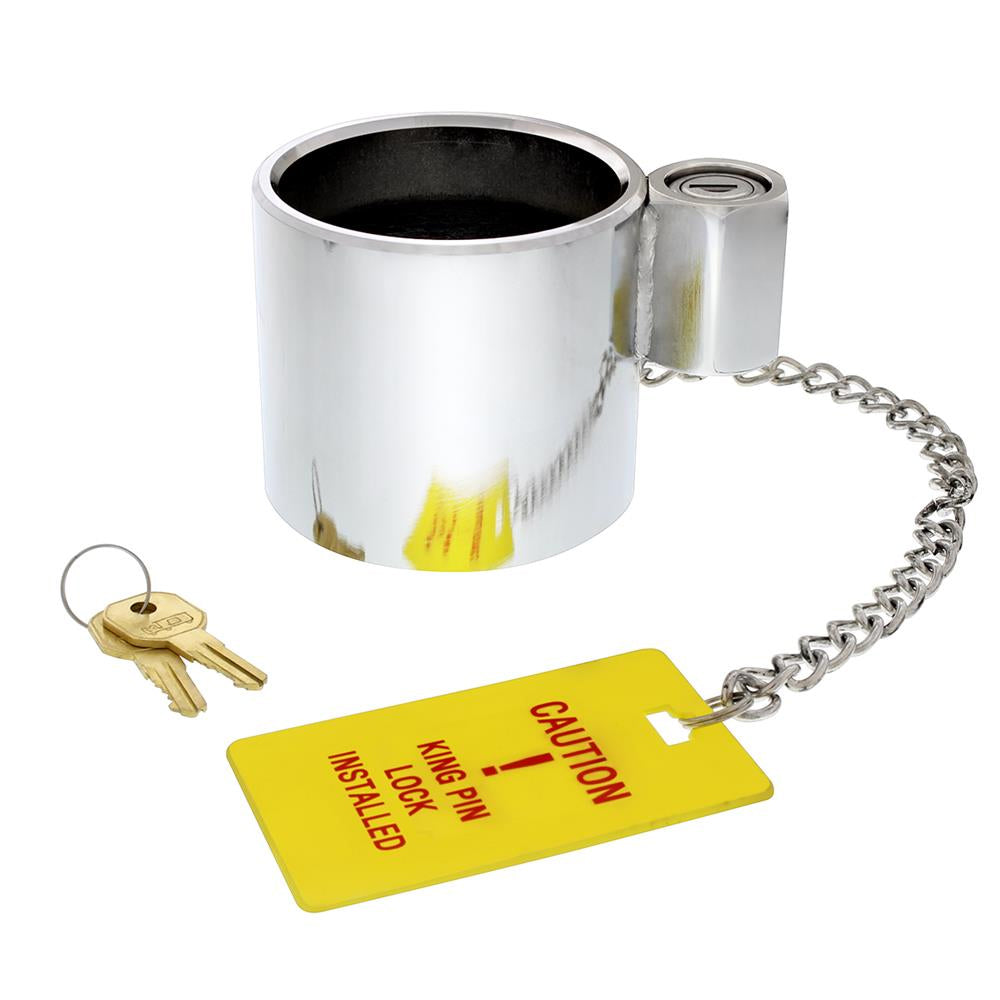 Heavy Duty Steel King Pin Lock With 12" Warning Tag