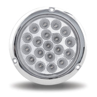 4" Red Stop, Turn & Tail to Green Aux Round Flange Mount LED Light - 19 Diodes