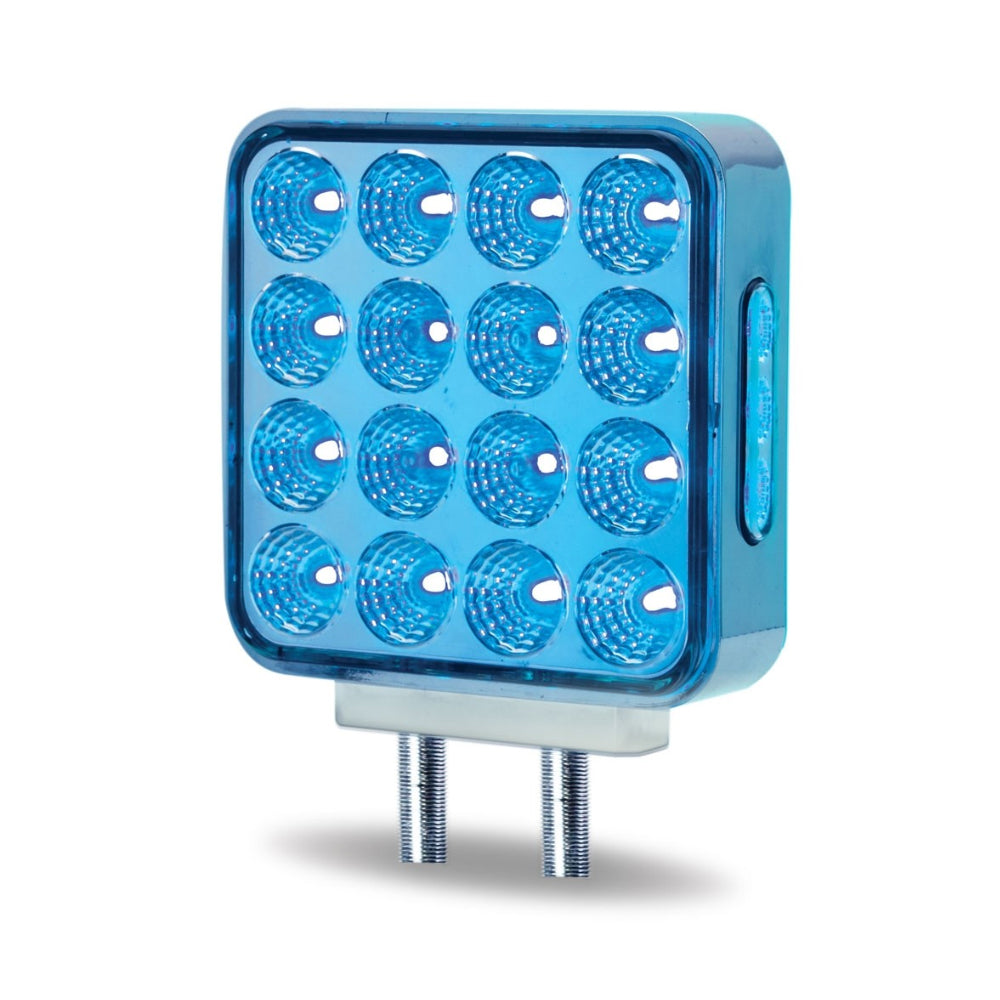 Trux Double Face Amber/Red Turn & Marker to Green or Blue Aux. Square LED Double Post Light - Clear Lens