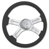 "Diesel" - 18" Painted Wood Rim Steering Wheel w/ Polished Aluminum Spokes and Chrome Horn Button & Bezel