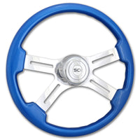 "Diesel" - 18" Painted Wood Rim Steering Wheel w/ Polished Aluminum Spokes and Chrome Horn Button & Bezel