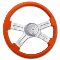 "Diesel" - 18" Painted Wood Rim Steering Wheel w/ Polished Aluminum Spokes and Chrome Horn Button & Bezel