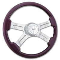 "Diesel" - 18" Painted Wood Rim Steering Wheel w/ Polished Aluminum Spokes and Chrome Horn Button & Bezel