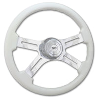 "Diesel" - 18" Painted Wood Rim Steering Wheel w/ Polished Aluminum Spokes and Chrome Horn Button & Bezel