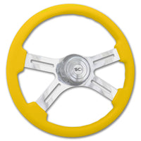 "Diesel" - 18" Painted Wood Rim Steering Wheel w/ Polished Aluminum Spokes and Chrome Horn Button & Bezel