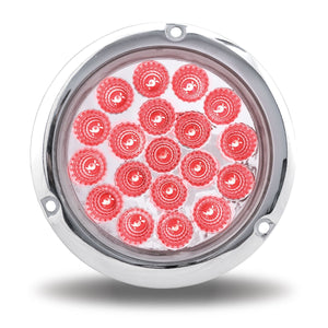 4" Red Stop, Turn & Tail to Purple Aux Round Flange Mount LED Light - 19 Diodes
